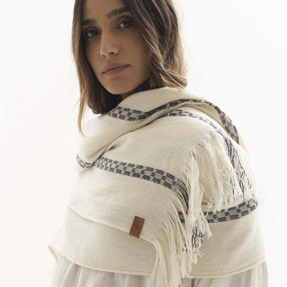 SCARF AMBATO BLACK (BABY LLAMA - MERINO WOOL AND COTTON)
